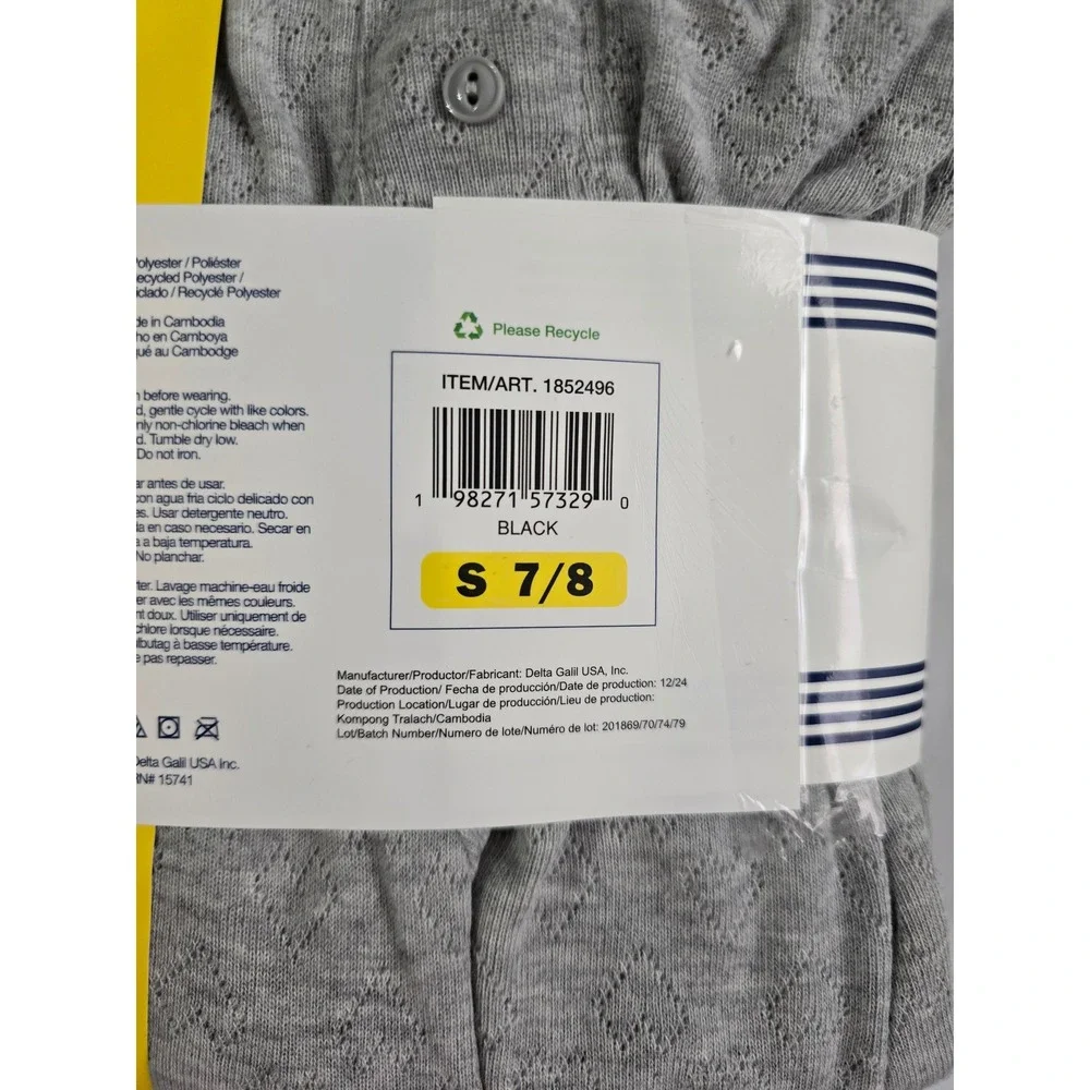 Splendid Kids 4 Piece Sleep Set Pajamas Grey Pointelle Striped Girls Size7/8 NWT